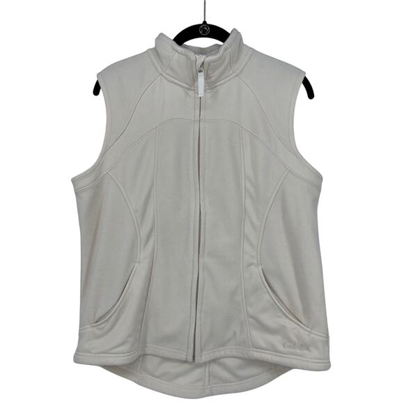 CABELA’S Women’s Fleece Vest Cream Large Full Zip Pockets Outdoors Winter EUC - Picture 1 of 13
